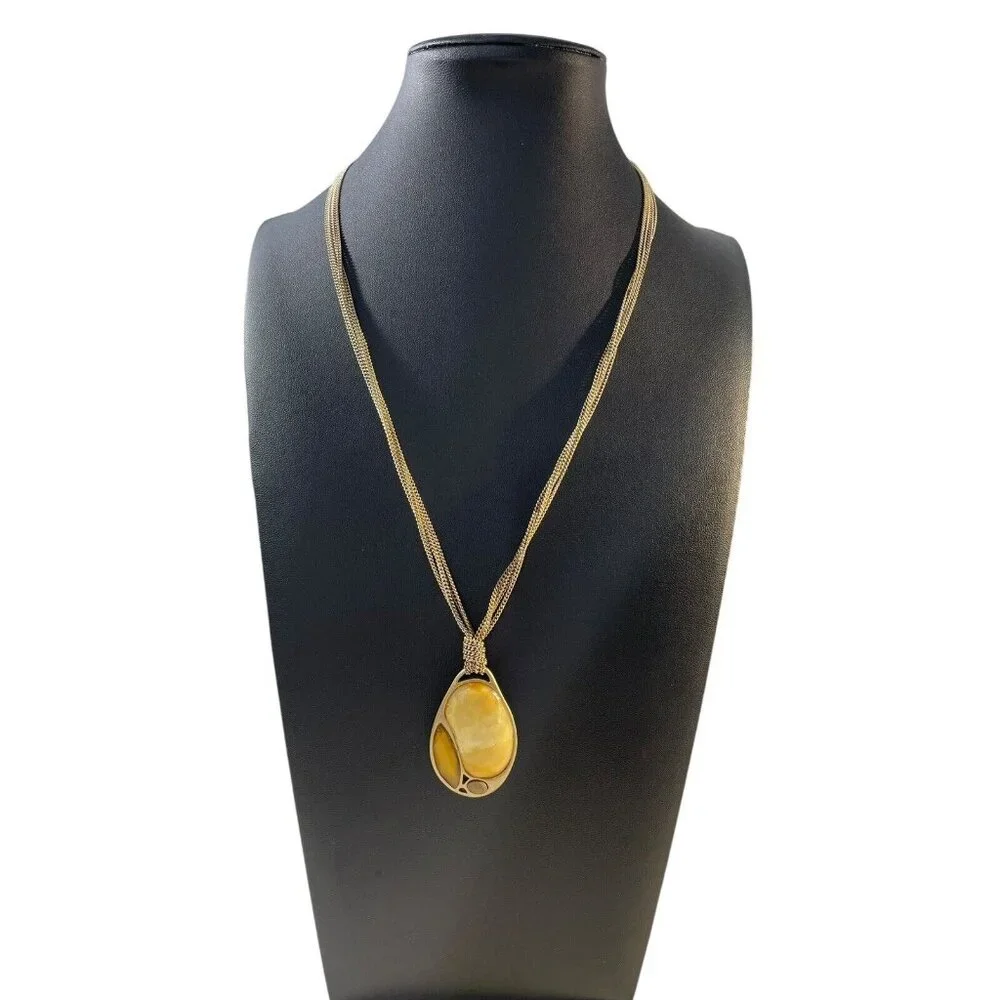 Lia Sophia FRANGELICO Pendant Necklace Mother Of Pearl Gold Tone‎ Multi Chain